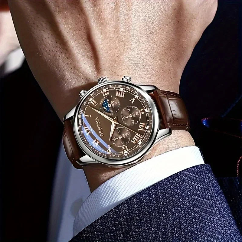 Men Luxury Leather Quartz Watch