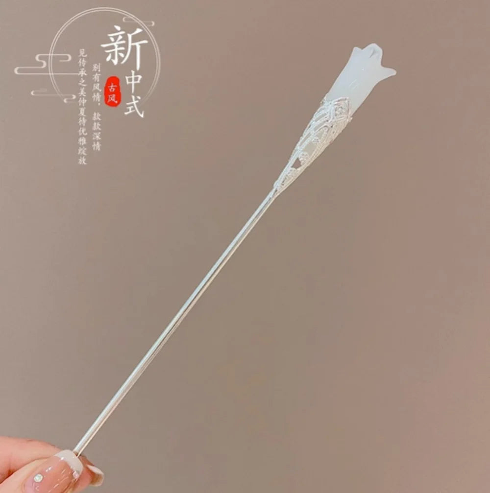 Elegant Chinese Style Hair Accessories Vintage Spring Flower Element Hairpins Light Luxury Tassel Hair Stick For Women Girls