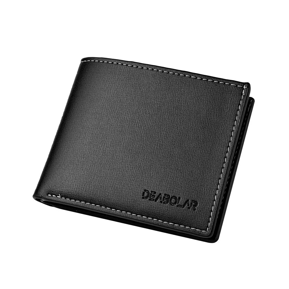 Men’s PU Leather Short Wallet – Slim Folding Credit Card Holder