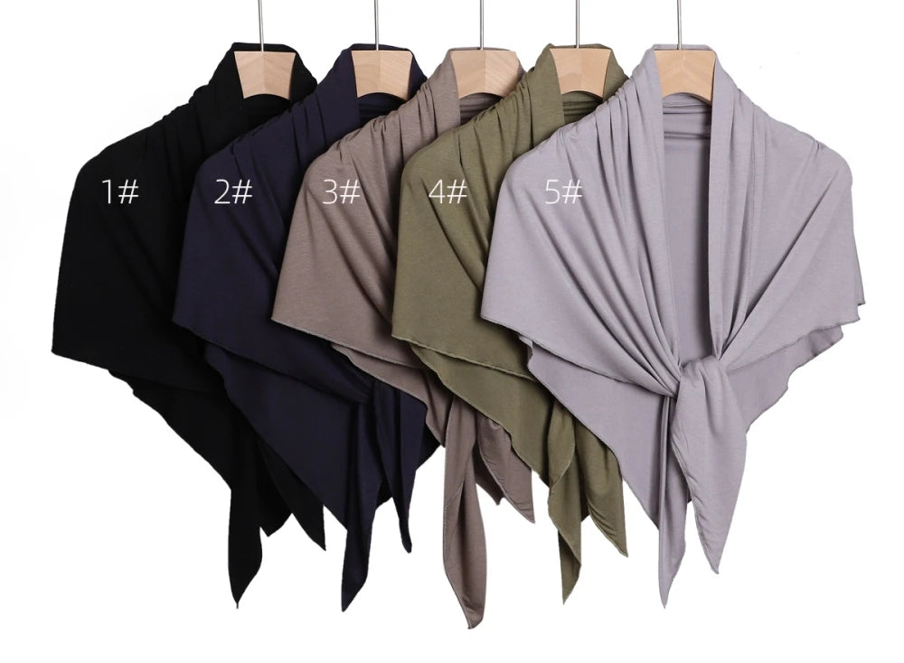 2024 New Solid Color Soft Modal Triangle Scarf Hijab Elastic Mercerized Cotton Wrap for Muslim Woman Hot Sale Headscarf