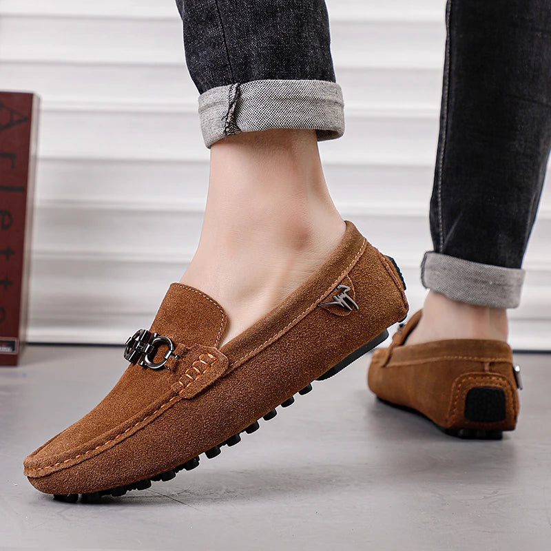 Handmade Suede Leather Men’s Slip-On Loafers
