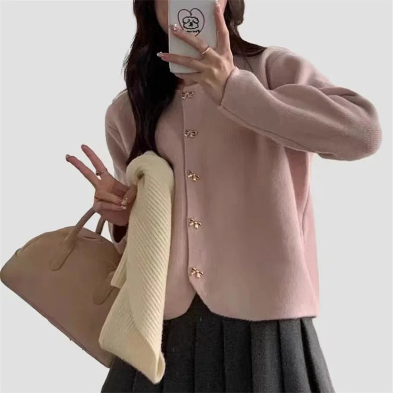 Women Ribbed Loose Cardigan Sweater Coat Knit V-Neck Casual Sweater Short Jacket for Cardigan Women E1048