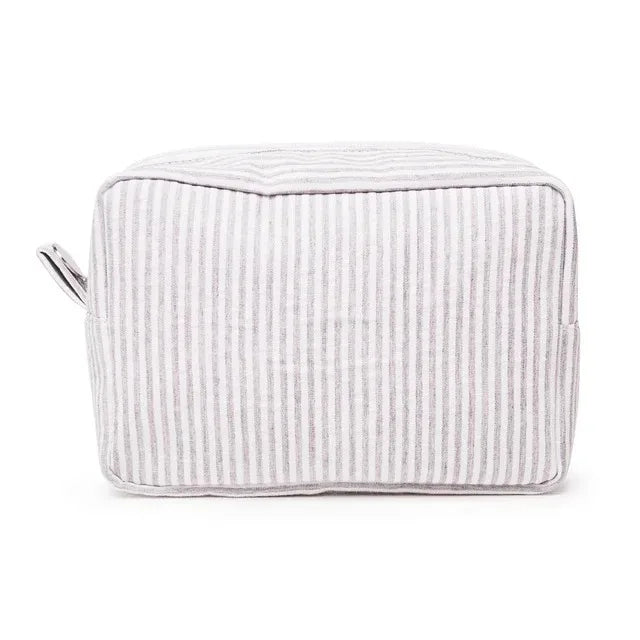 Personalized Seersucker Makeup Bag - Embroidered Name, Wash Bag, Wedding Bridesmaid Gift, Custom Toiletry Pouch