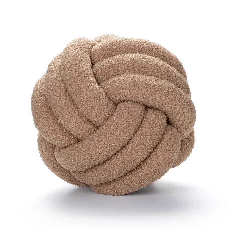 Hand-woven Knotted Ball Pillow Lamb Velvet Roll Pillow Sofa Living Room Household Cushion Head Back Bed Back
