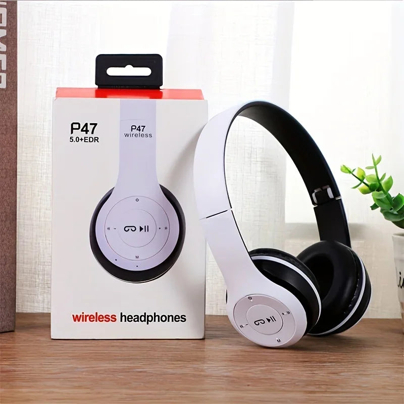 P47 Wireless Headphones – Bluetooth 5.0, Foldable, Stereo Bass
