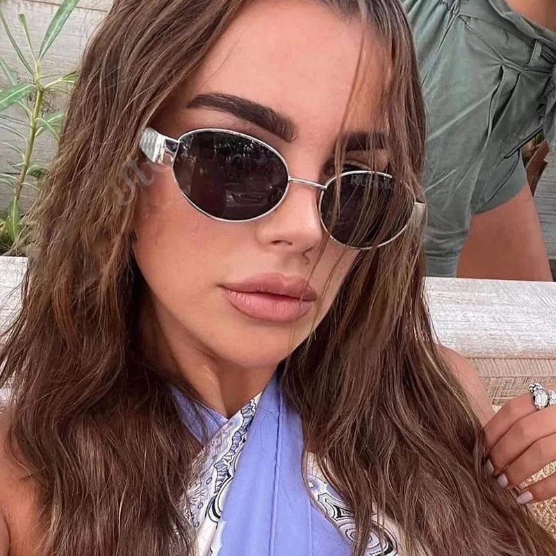 1PCS/2PCS/3PCS Metal Fashion Women's Sunglasses Luxury Brand Glasses Oval Frame Classic Colors