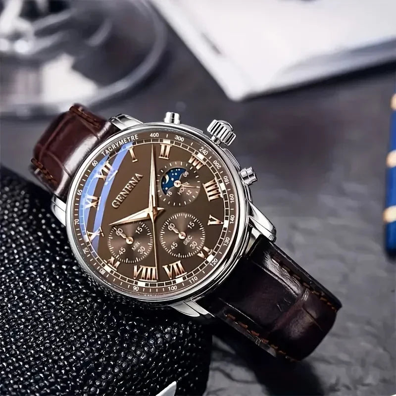 Men Luxury Leather Quartz Watch