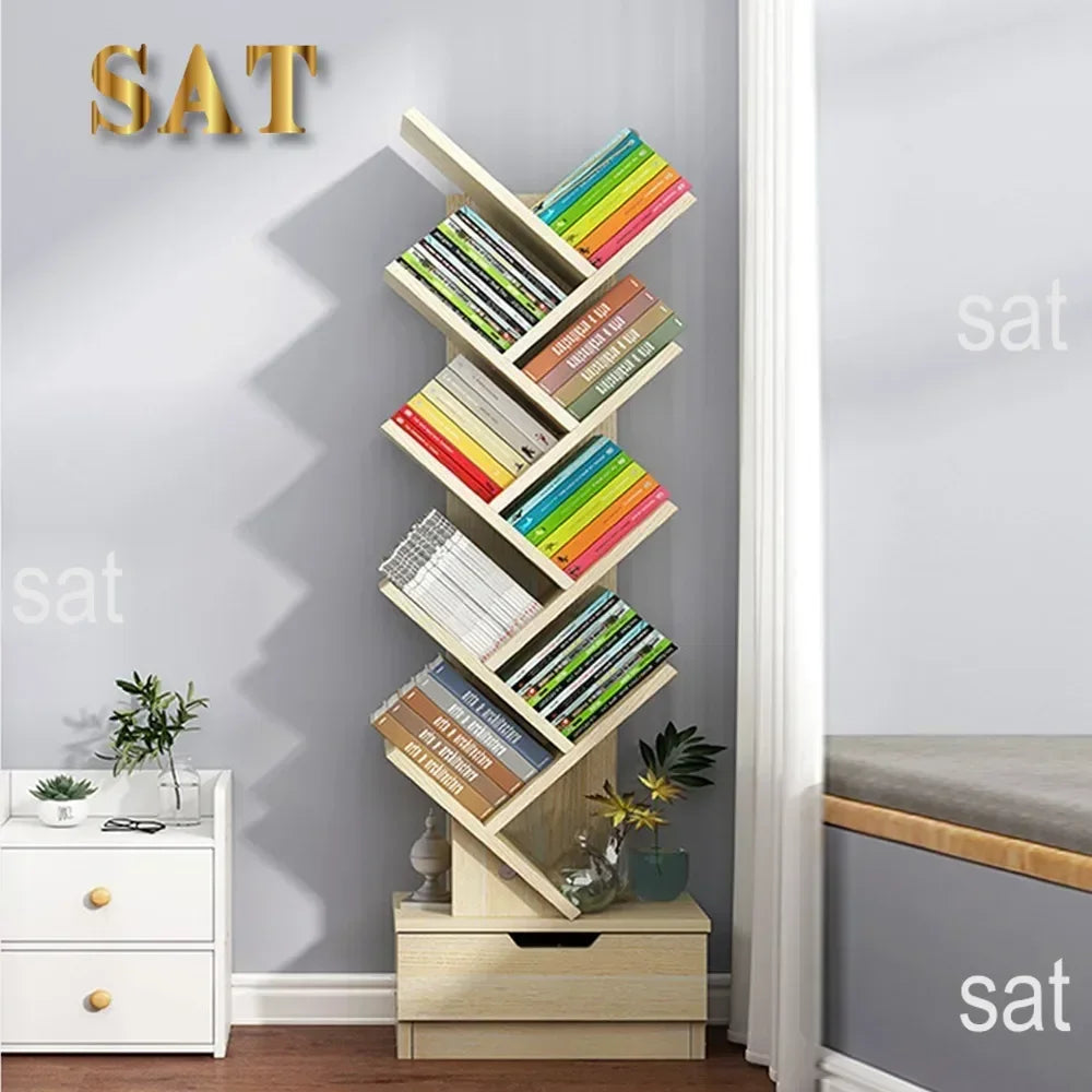 Tree-Shaped Wooden Bookshelf – Floor Standing