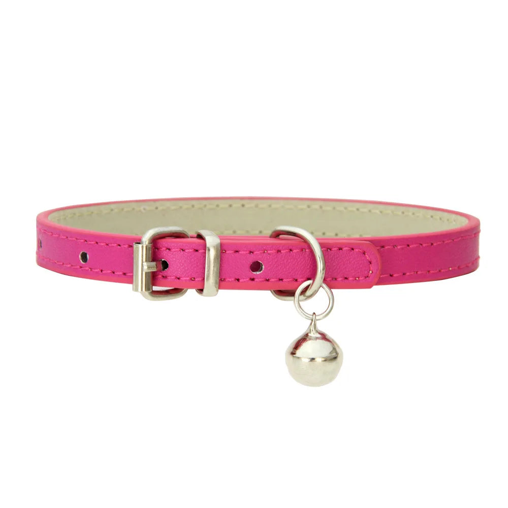 PU Leather Pet Collar with Bell & Leash for Dogs & Cats