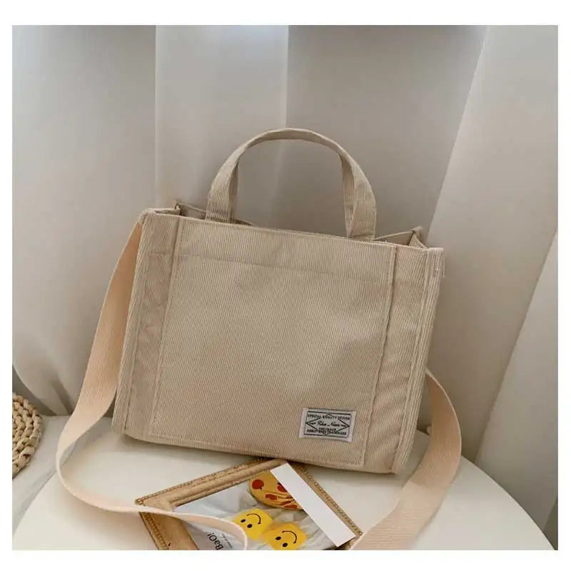 Women’s Corduroy Square Crossbody Tote – Casual Shoulder & Travel Organizer Bag