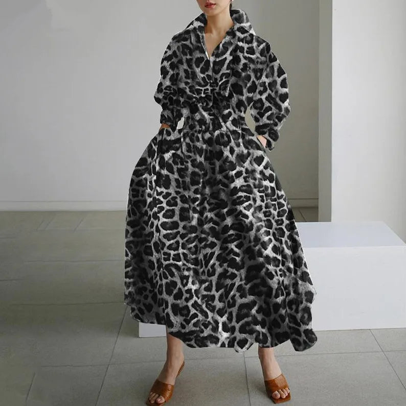 2026 Women's Oversized Elegant Cotton Linen Sundress Lapel Neck High Waist Long Sleeve Long Shirt Dress OL Vestidos Robe Femme
