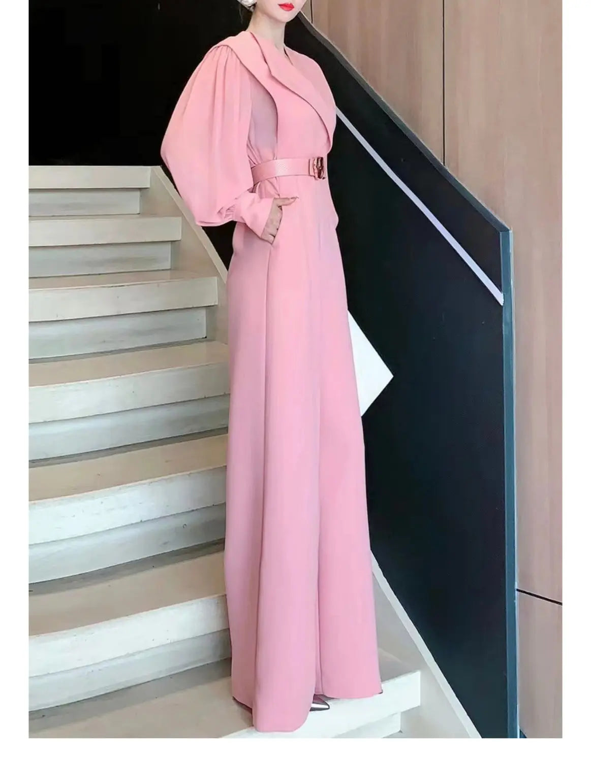 2025 New Spring Autumn Women Long Jumpsuits Fashion Elegant Office Lady Long Sleeve Wide Leg Pants Rompers