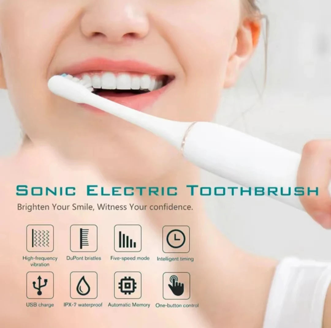 Sonic Electric Toothbrush – Adults, Waterproof, USB, 6 Modes