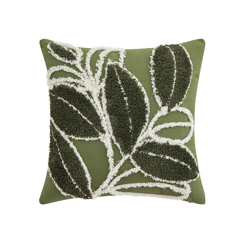 Green Floral Tufted Pillowcase 50x30 Exquisite Embroidered Decorative Sofa Cushion Covers Spring Pillow Covers for Living Room