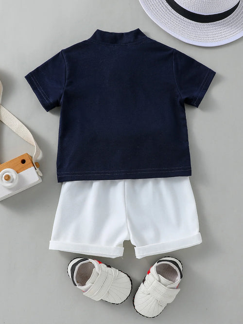 Baby Boys Summer Outfit – Short Sleeve Tee & Vest Set