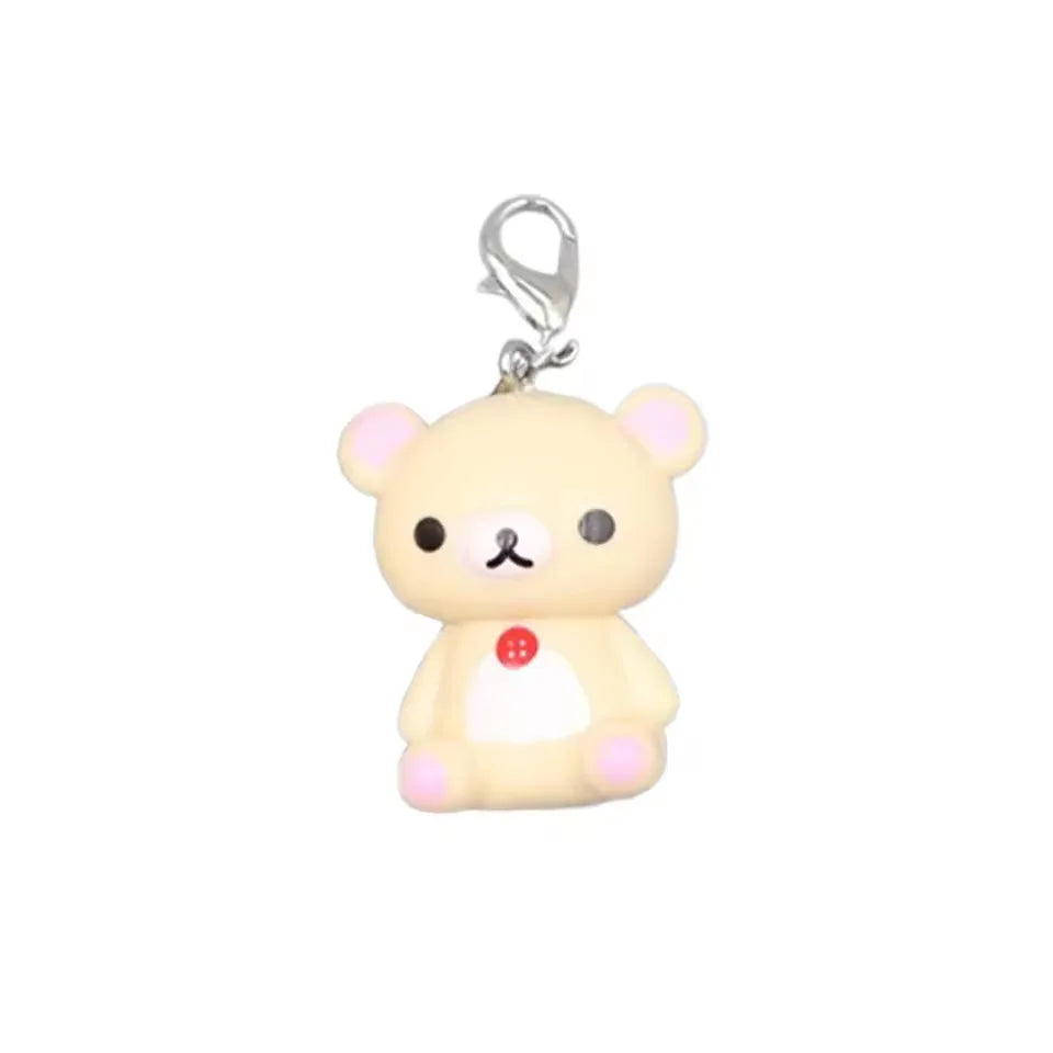 Kawaii Rilakkuma Easy Bear Keychains Lazybear Doll Bag Clothing Puller Phone Rope Keyrings Accessories Pendants Couple Gifts