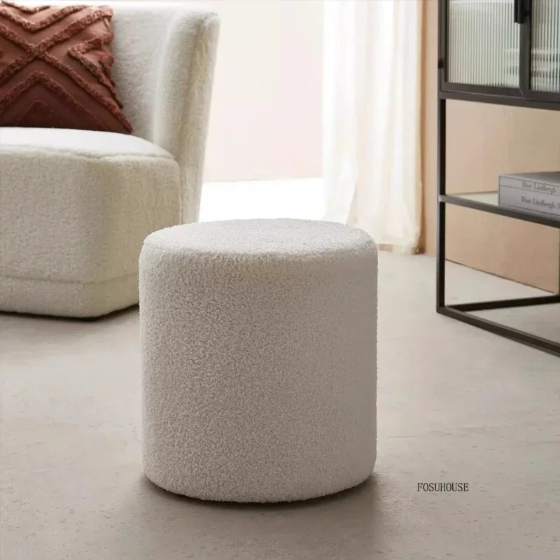 Modern Living Room Furniture Minimalist Shoe Changing Stool Nordic Lambswool Footrest Leisure Ottomans Designer Hallway Ottoman
