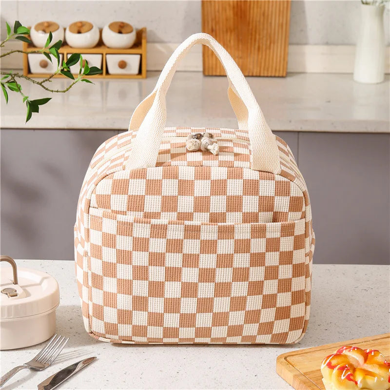 Thermal Insulation Corduroy Lunch Bag - Multifunctional Picnic Food Pouch & Storage Handbag, Cooler Bag Perfect for Kids School