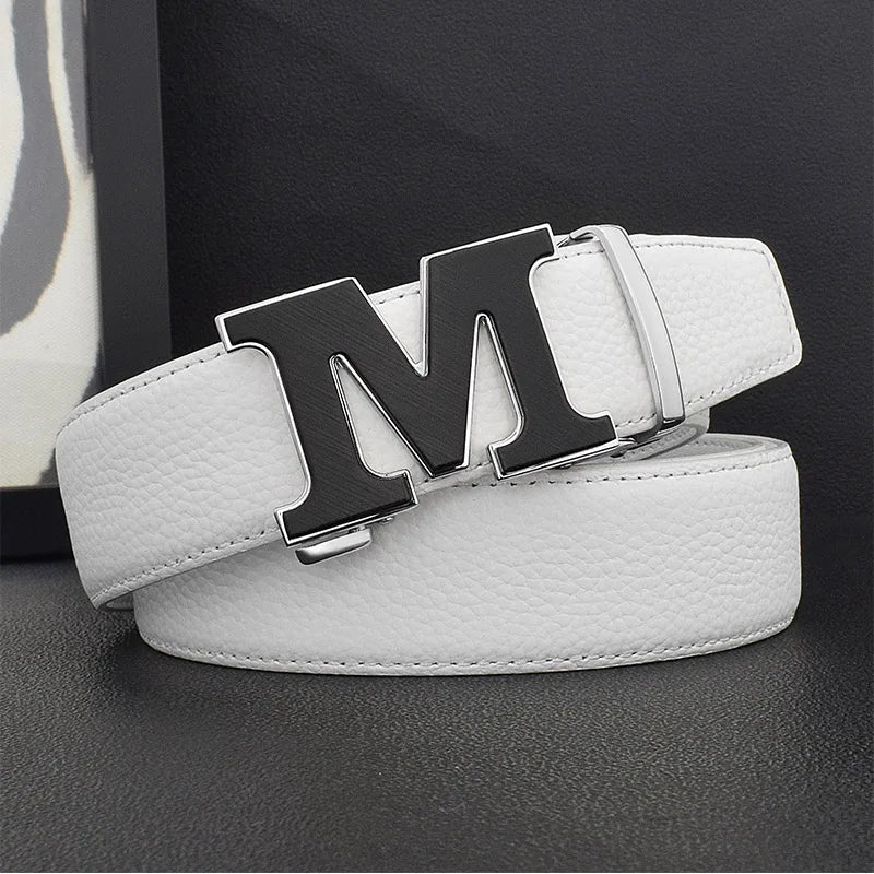 Men’s Luxury White Leather Belt