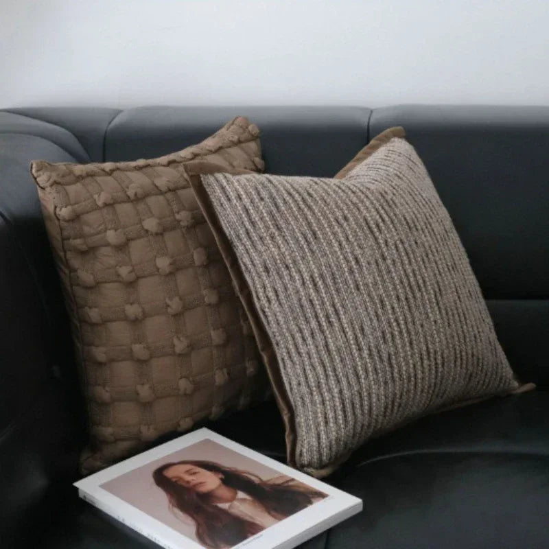 Brown Maillard Cushion Cover Modern Striped Design Decorative Pillow Covers Square Sofa Headboard Pillowcase Home Decor