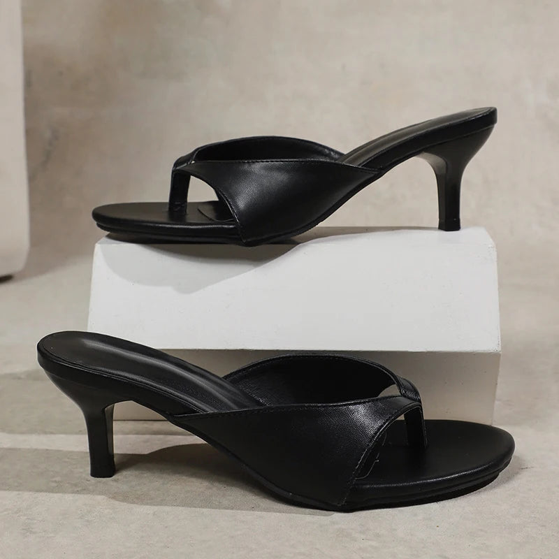 Summer Women Clip Toe High Heel Slippers Fashion Dress Slide Ladies Outdoor Evening Party Sandalias