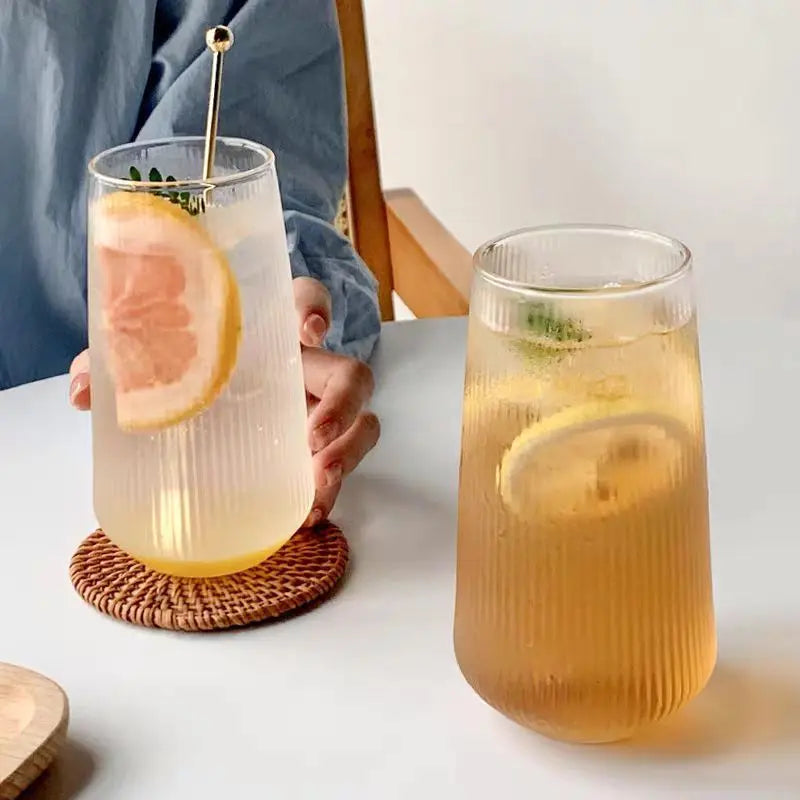 Striped Glass Drinking Cup