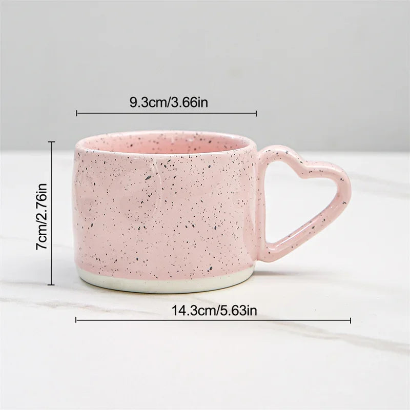 Korean Style Pink Heart Ceramic Mug