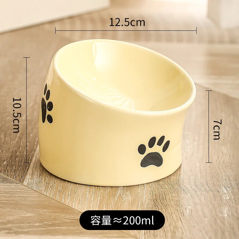 Tilted Elevated Ceramic Cat Bowl (Food & Water)