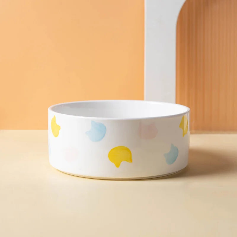 Ceramic Pet Bowl with Wooden Mat – Spine-Friendly