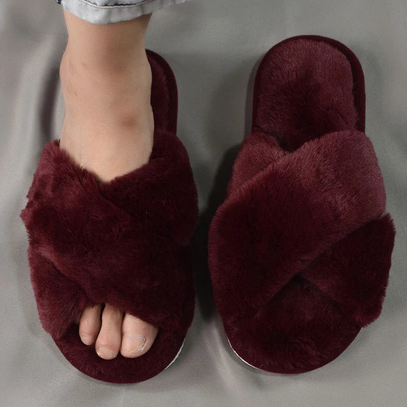 Leopard Plush Women Slippers