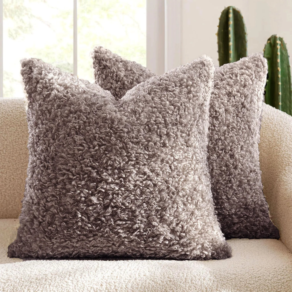 Lamb Fleece Pillow Cover Plush Teddy Curly Thickened Pillowcase Soft Modern Minimalist Nordic Sofa Cushion Case Cozy Home Decor