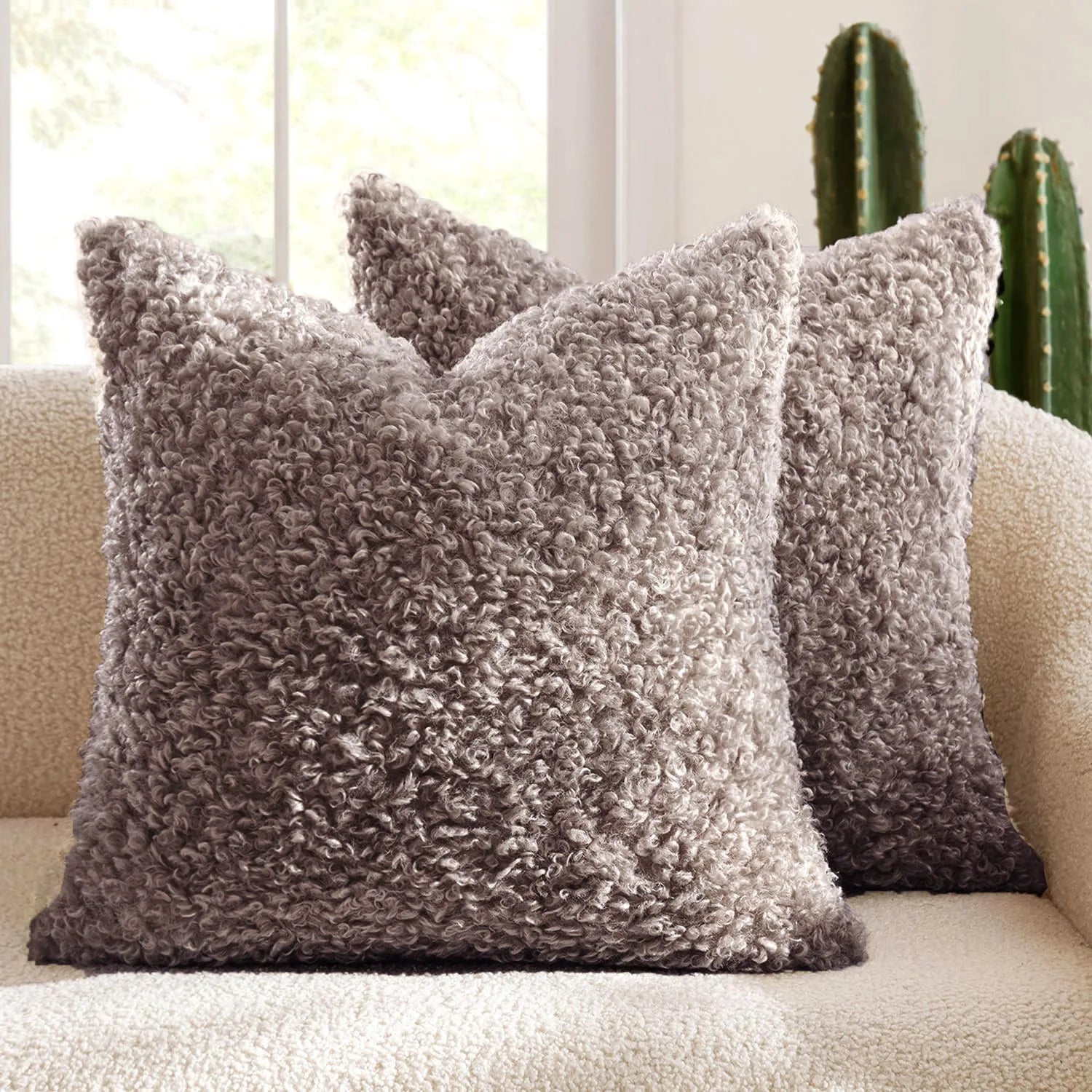 Lamb Fleece Pillow Cover Plush Teddy Curly Thickened Pillowcase Soft Modern Minimalist Nordic Sofa Cushion Case Cozy Home Decor