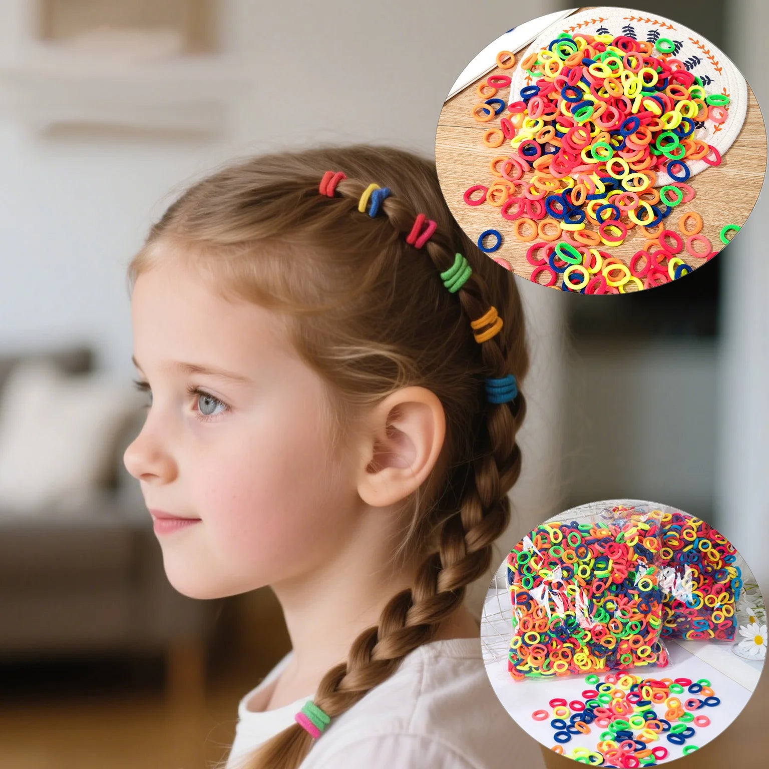 200/1000 PCS Colorful Nylon Elastic Hair Bands for Women & Girls – Small Ponytail Holders & Rubber Hair Ties