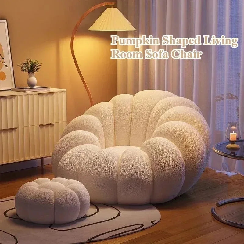 Lazy Pumpkin Sofa Nordic Style Single Sofa Chair EPS Particle Filling Soft Comfortable Home Living Room Balcony Bedroom Sofa Set