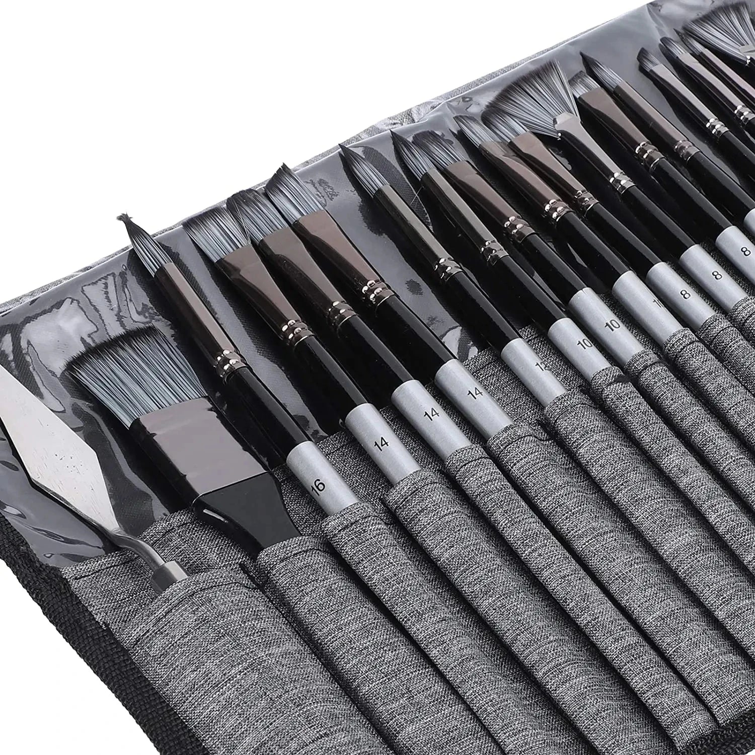 24pcs Mixed Art Brush Set – With Palette Knife & Bag