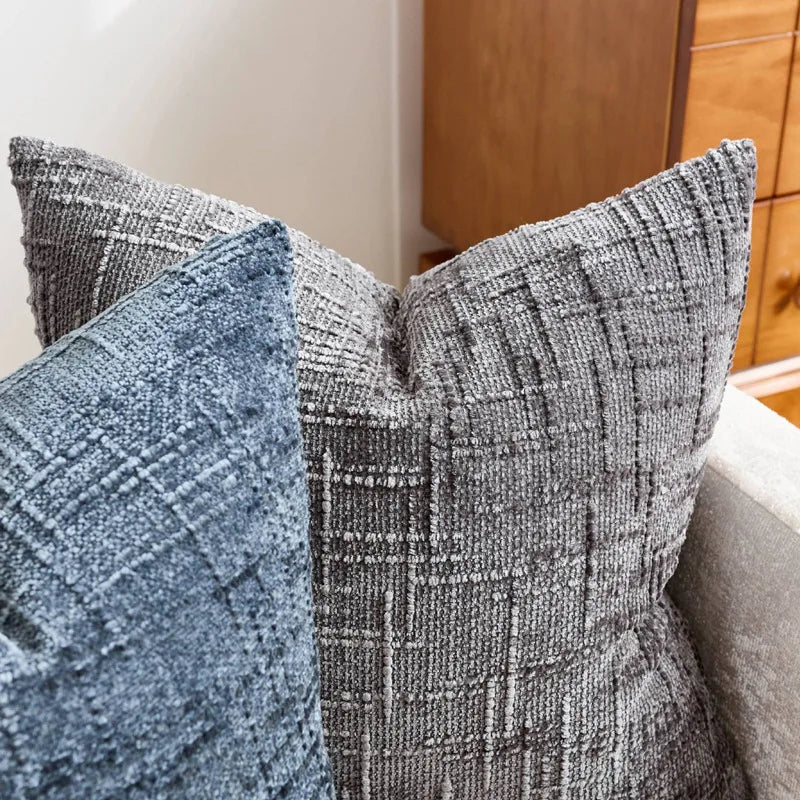 Chenille Pillowcase Bamboo Yarn Texture Throw Pillow Covers Solid Sofa Cushion Covers for Home Bedroom Living Room Decor