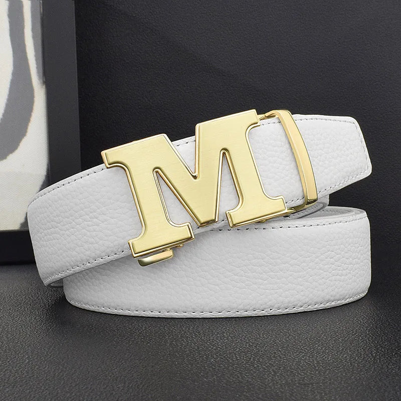 Men’s Luxury White Leather Belt