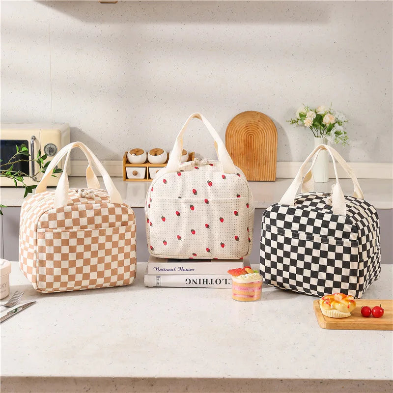 Thermal Insulation Corduroy Lunch Bag - Multifunctional Picnic Food Pouch & Storage Handbag, Cooler Bag Perfect for Kids School