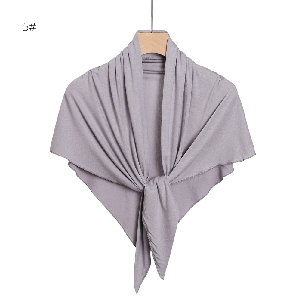 2024 New Solid Color Soft Modal Triangle Scarf Hijab Elastic Mercerized Cotton Wrap for Muslim Woman Hot Sale Headscarf