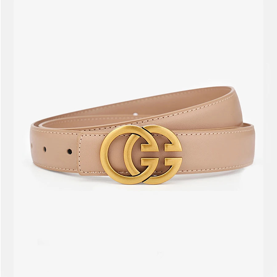 1 Fashionable Solid Color Gg Belt with Casual Metal Buckle Decoration, Suitable for Women's Dresses, Suits, Jeans, Versatile Clothing Accessory Belt