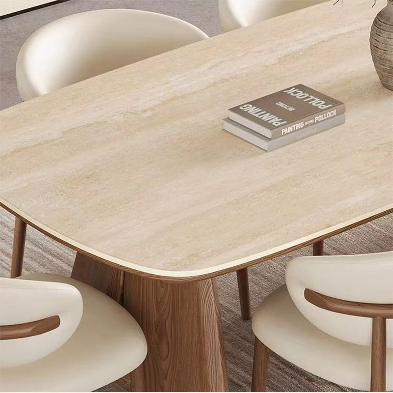 French-Style Retro Solid Wood Rock Slab Dining Tables Nordic Creative Rectangular Dining Room Table Kitchen Home Furniture FYDT