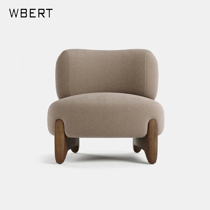 WBERT Nordic Light Luxury Fabric Solid Wood Arc Sofa Designer Simple Small Family Residential Single Leisure Sofa