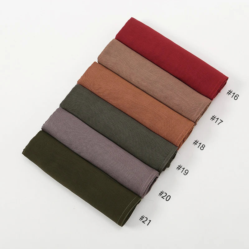 Cotton Rayon Modal Hijabs Scarf Solid Headscarf Wraps Big Size Plain Shawls Muslim Women Hijab Islamic Turban Headband 190*85cm