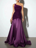 Elegant Party Dresses Women Fashion Waist Slim A-line Spliced Long Dress Female Off-shoulder Velvet Patchwork Evening Gown