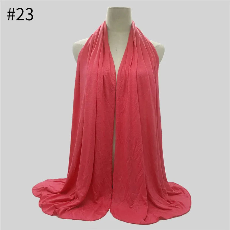 28Color Modal Cotton Jersey Hijab Scarf Ramadan Long Muslim Shawl Plain Solid Soft Turban Wraps For Women Headband