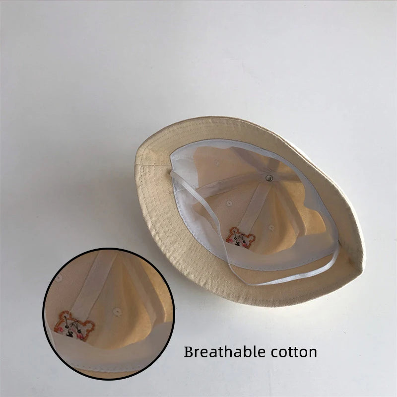 Korean Baby Bucket Hat – Cartoon Bear Sun Cap for Boys & Girls
