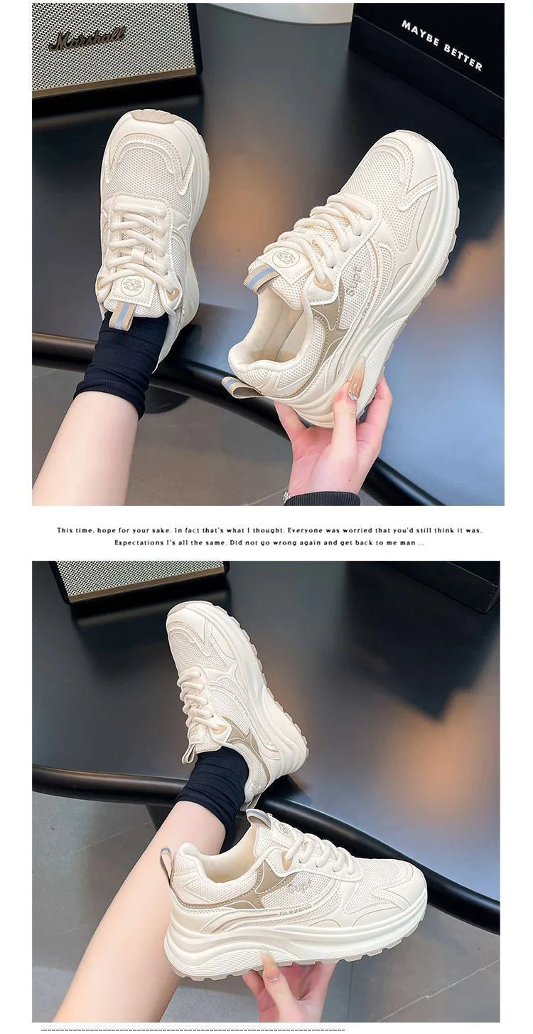 Height Increase Women Vulcanized Shoes Autumn New Lightweight Lace Up Platform Sneakers Comfort Breathable Non Slip Casual Shoes