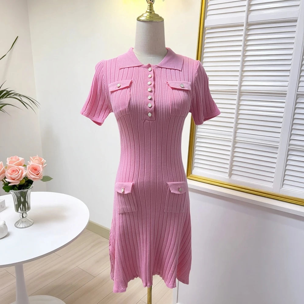 YuooMuoo Chic Fashion Sexy Wrap Hips Knitted Mini Dress Spring Summer Short Sleeve Slim Waist Party Dress High Street Clothes