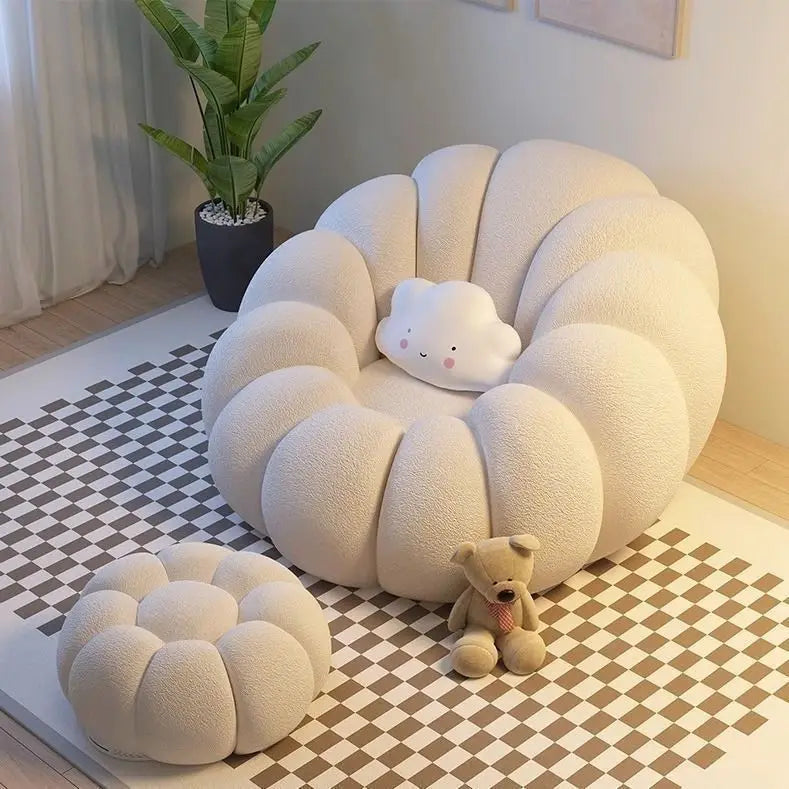 Lazy Pumpkin Sofa Nordic Style Single Sofa Chair EPS Particle Filling Soft Comfortable Home Living Room Balcony Bedroom Sofa Set
