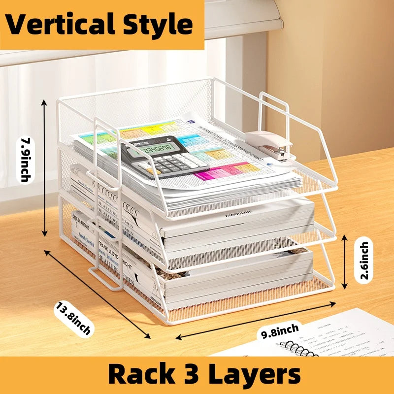A4 Desk Paper Organizer – Metal Mesh Tray